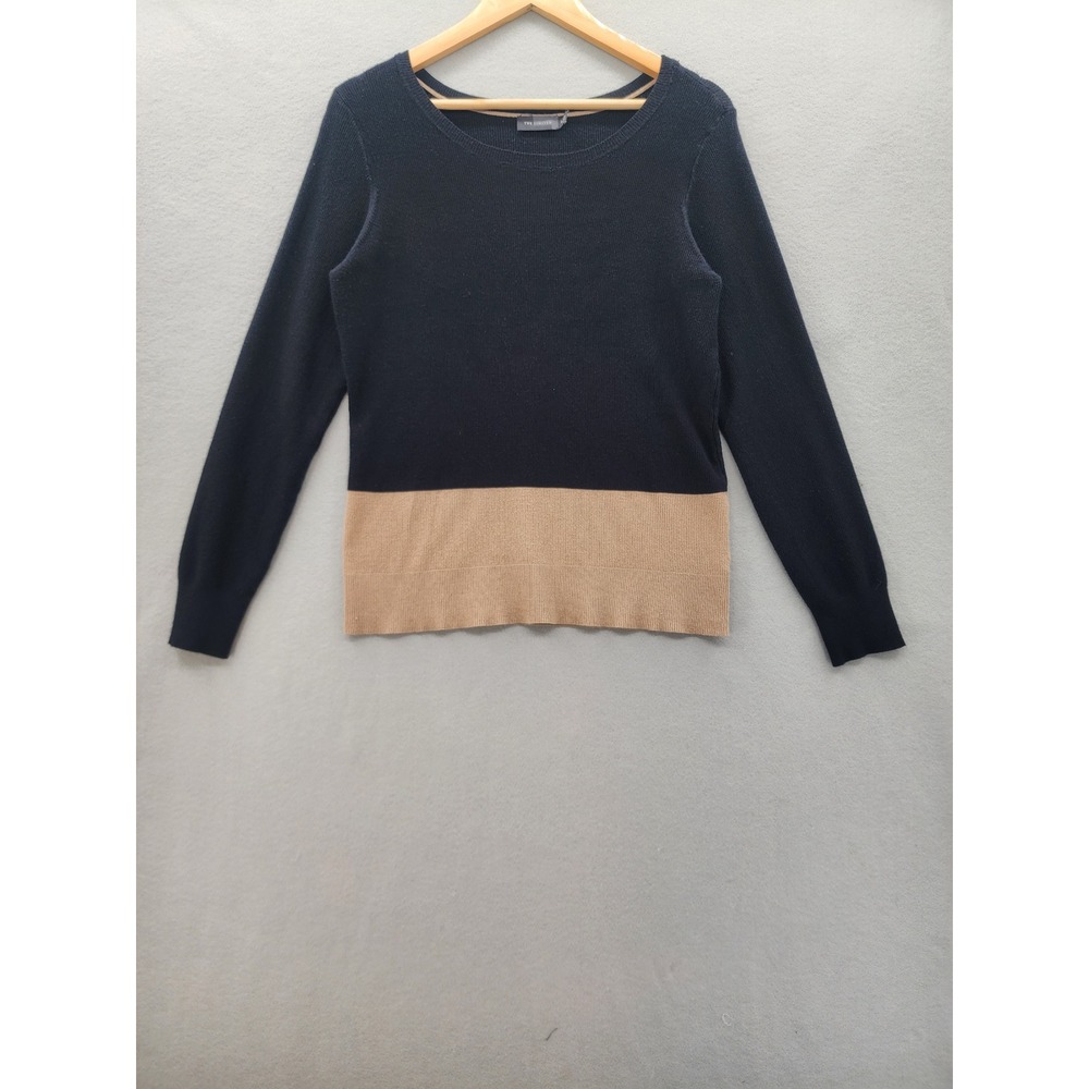 The Limited Black Tan Colorblock Ribbed Knit Sweater Top Womens Large L‎
